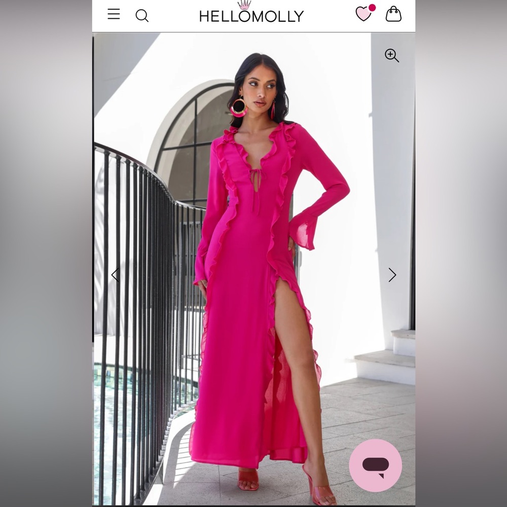 🌟BRAND NEW 🌟HELLO MOLLY🌟 RUNAWAY Oxana Long Sleeve Maxi Dress Pink